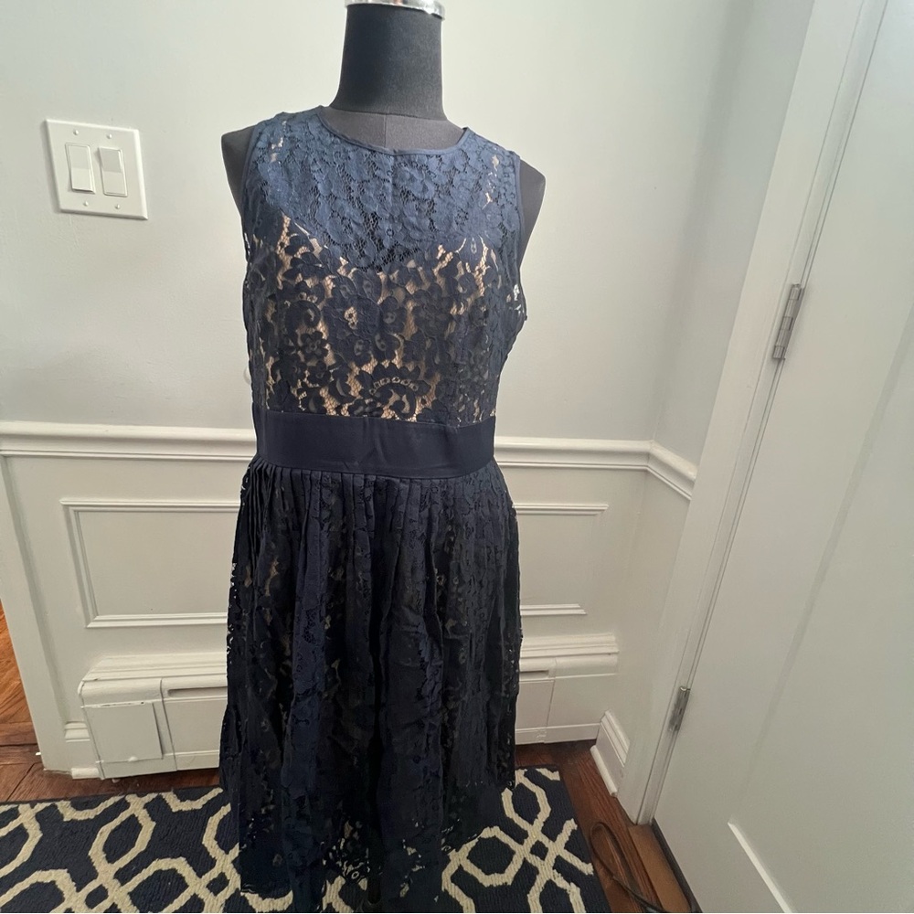 Elegant Navy Lace Dress
